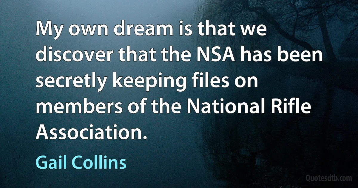 My own dream is that we discover that the NSA has been secretly keeping files on members of the National Rifle Association. (Gail Collins)