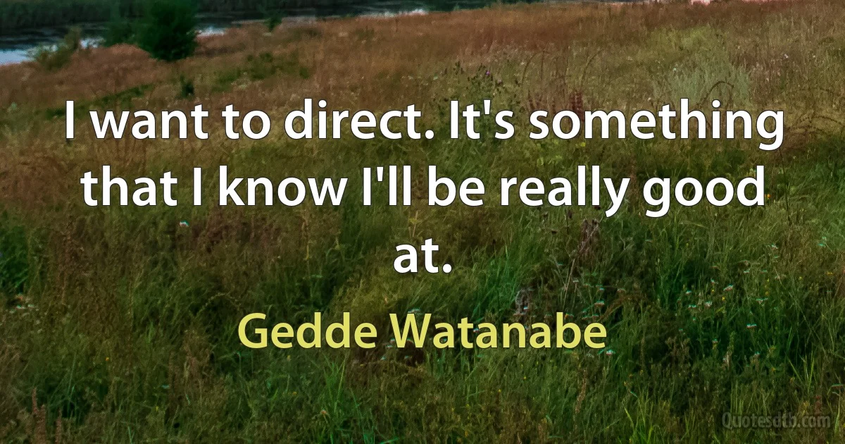 I want to direct. It's something that I know I'll be really good at. (Gedde Watanabe)