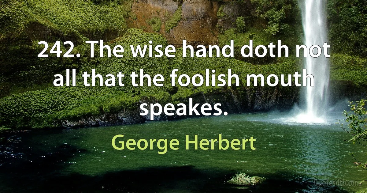 242. The wise hand doth not all that the foolish mouth speakes. (George Herbert)