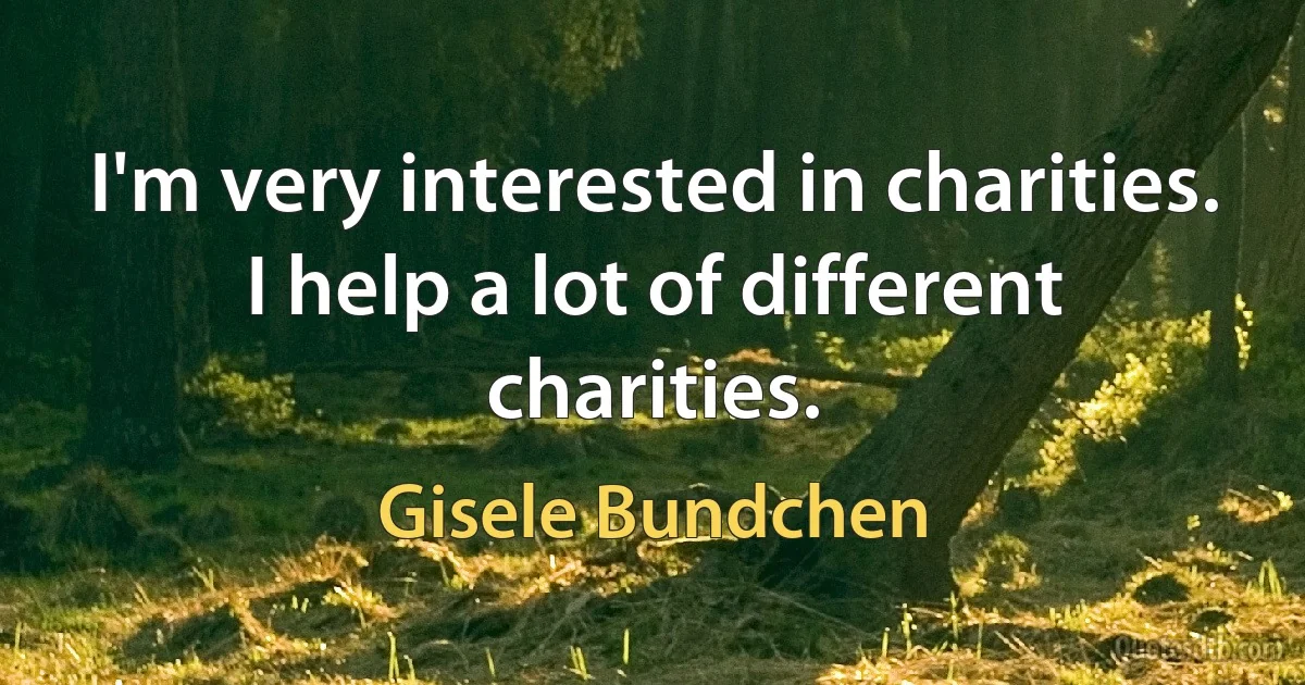 I'm very interested in charities. I help a lot of different charities. (Gisele Bundchen)