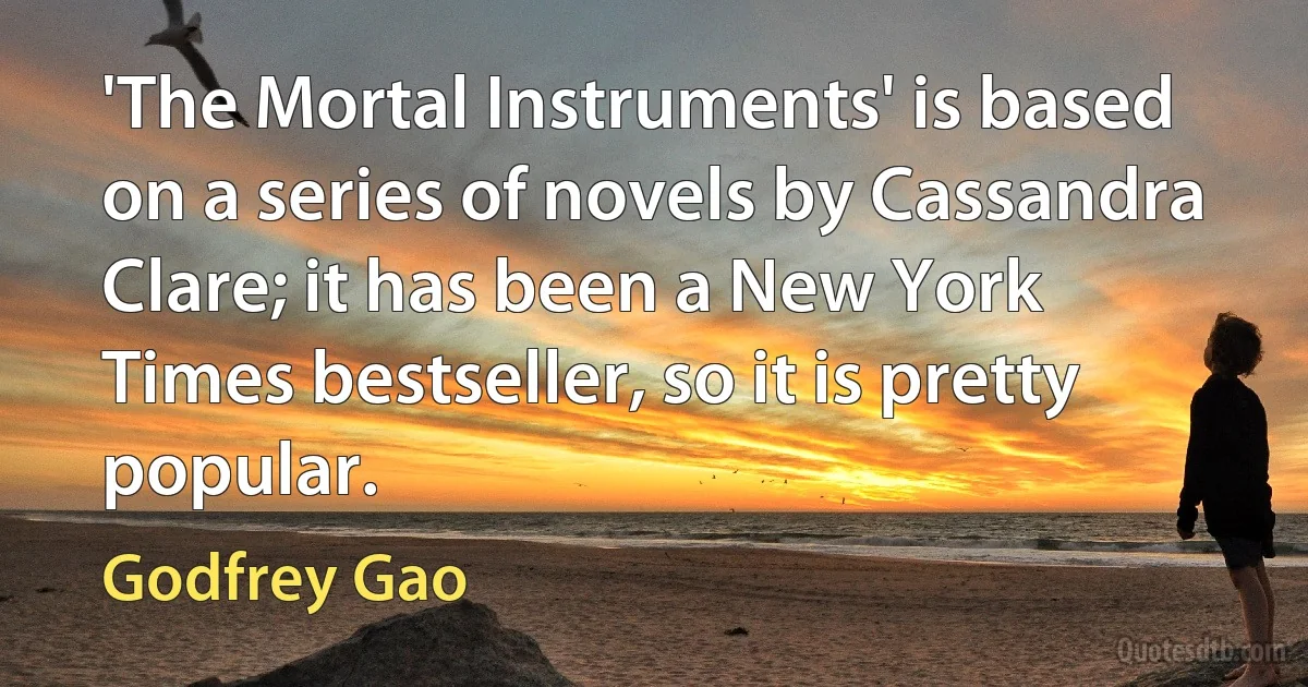 'The Mortal Instruments' is based on a series of novels by Cassandra Clare; it has been a New York Times bestseller, so it is pretty popular. (Godfrey Gao)