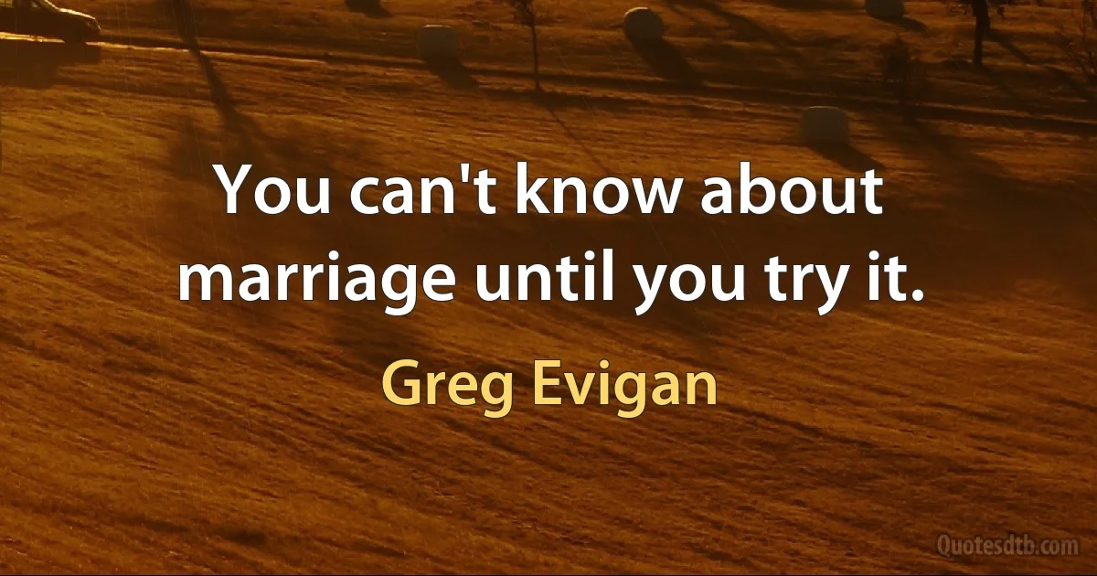 You can't know about marriage until you try it. (Greg Evigan)