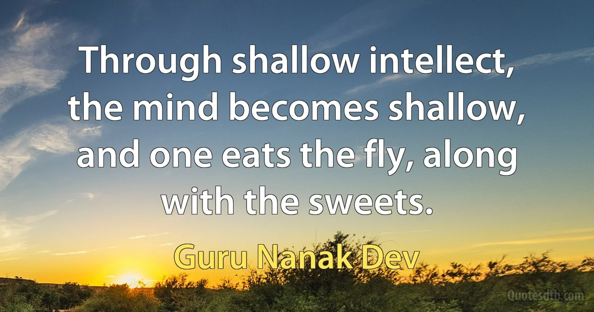 Through shallow intellect, the mind becomes shallow, and one eats the fly, along with the sweets. (Guru Nanak Dev)