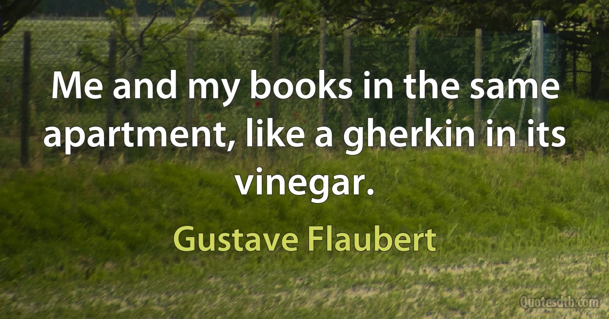 Me and my books in the same apartment, like a gherkin in its vinegar. (Gustave Flaubert)