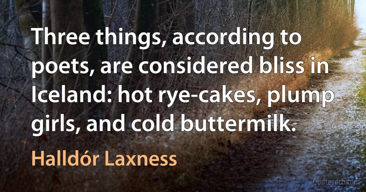 Three things, according to poets, are considered bliss in Iceland: hot rye-cakes, plump girls, and cold buttermilk. (Halldór Laxness)