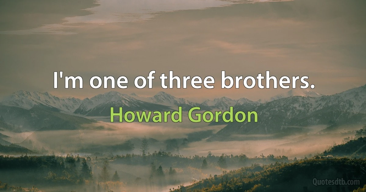 I'm one of three brothers. (Howard Gordon)