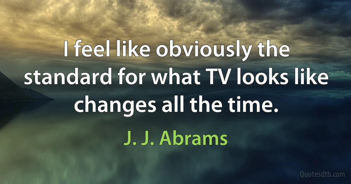 I feel like obviously the standard for what TV looks like changes all the time. (J. J. Abrams)