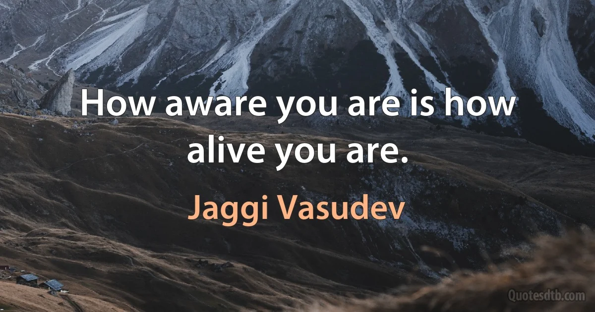 How aware you are is how alive you are. (Jaggi Vasudev)