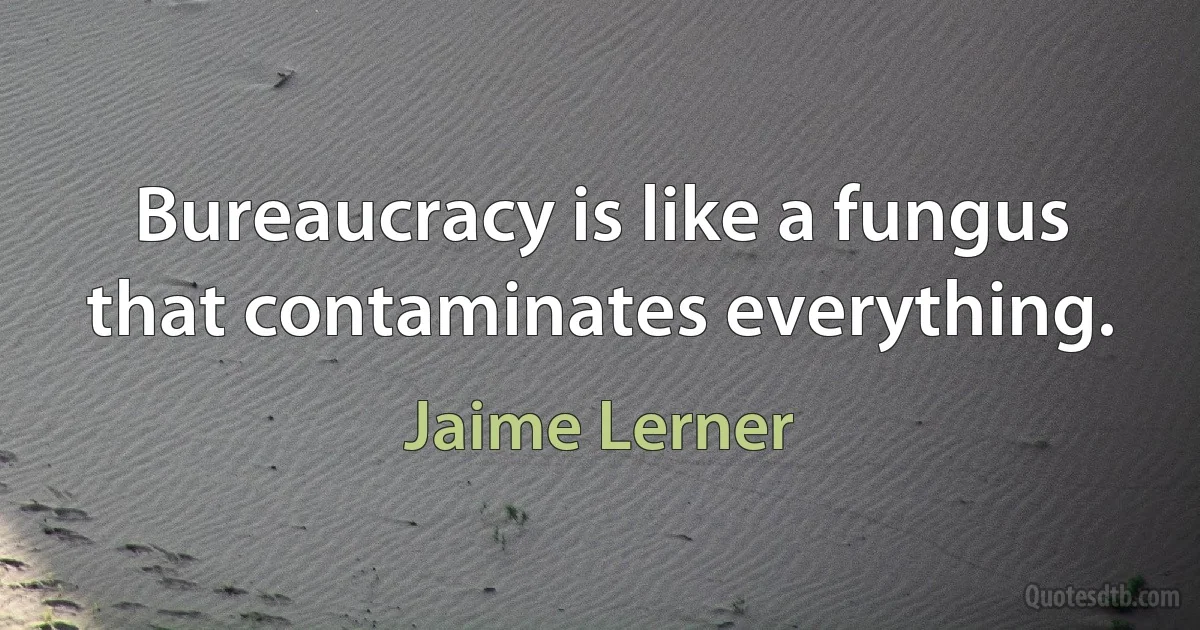 Bureaucracy is like a fungus that contaminates everything. (Jaime Lerner)