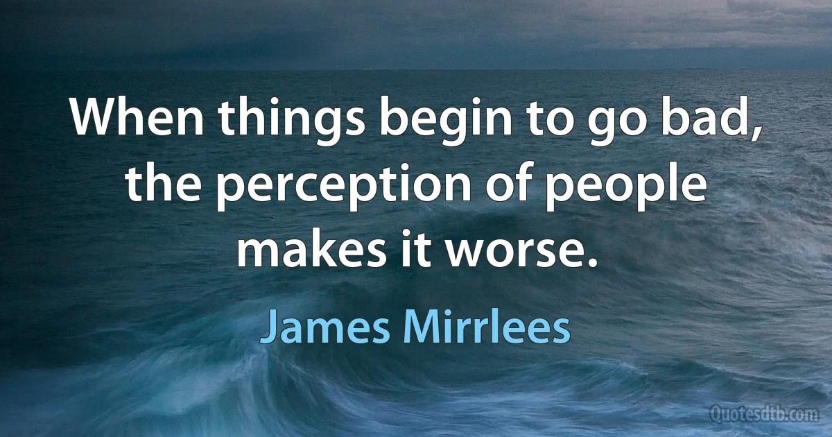 When things begin to go bad, the perception of people makes it worse. (James Mirrlees)