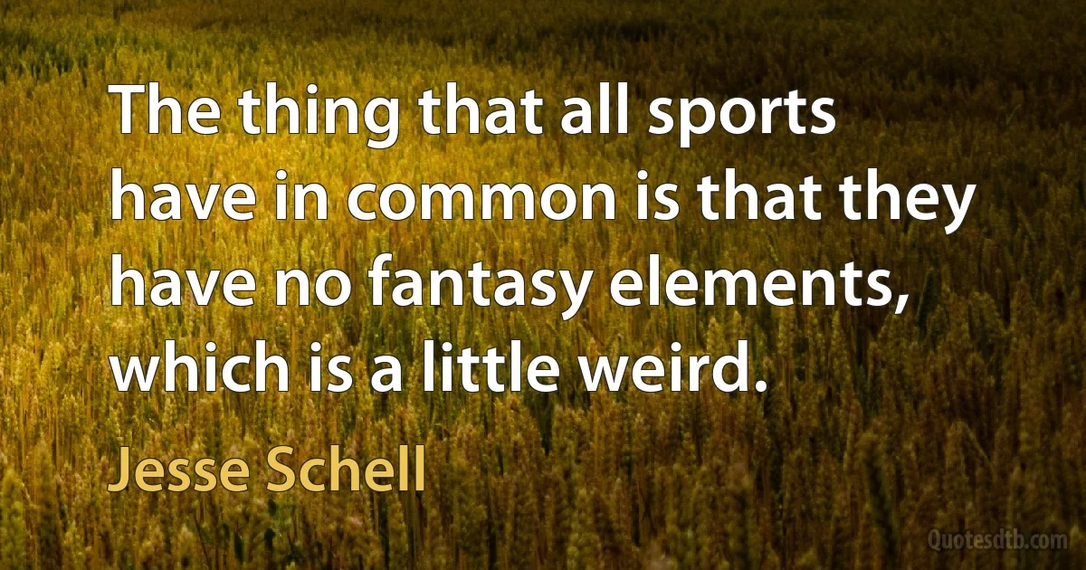 The thing that all sports have in common is that they have no fantasy elements, which is a little weird. (Jesse Schell)