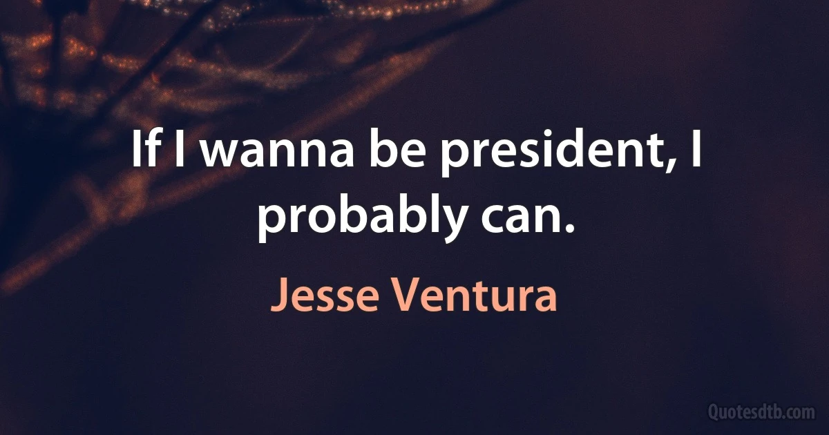 If I wanna be president, I probably can. (Jesse Ventura)