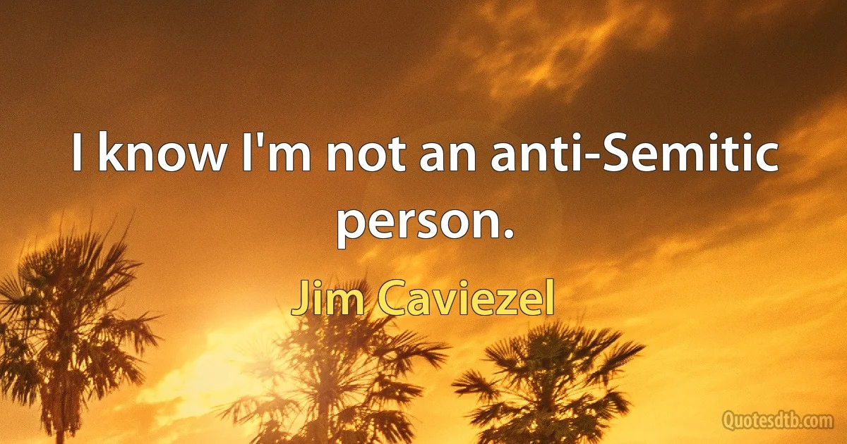 I know I'm not an anti-Semitic person. (Jim Caviezel)