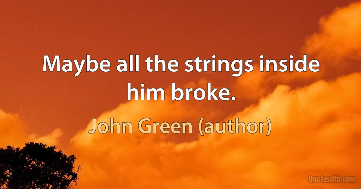 Maybe all the strings inside him broke. (John Green (author))