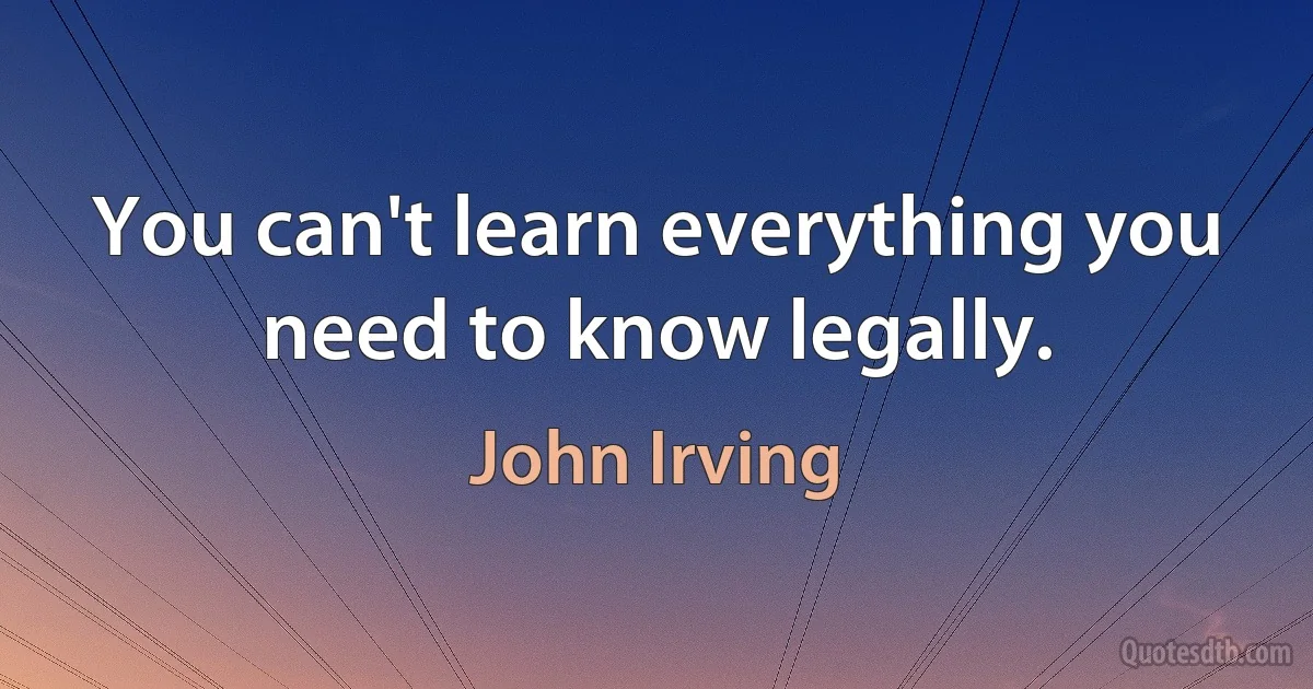 You can't learn everything you need to know legally. (John Irving)