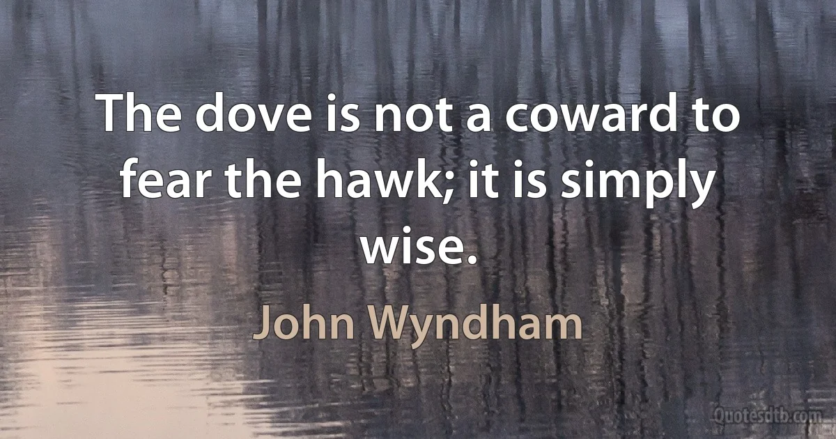 The dove is not a coward to fear the hawk; it is simply wise. (John Wyndham)