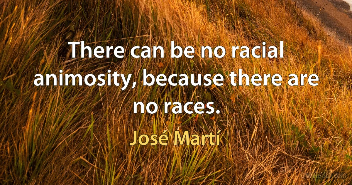 There can be no racial animosity, because there are no races. (José Martí)