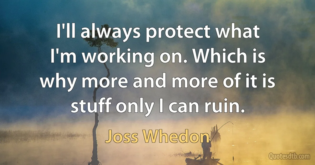 I'll always protect what I'm working on. Which is why more and more of it is stuff only I can ruin. (Joss Whedon)