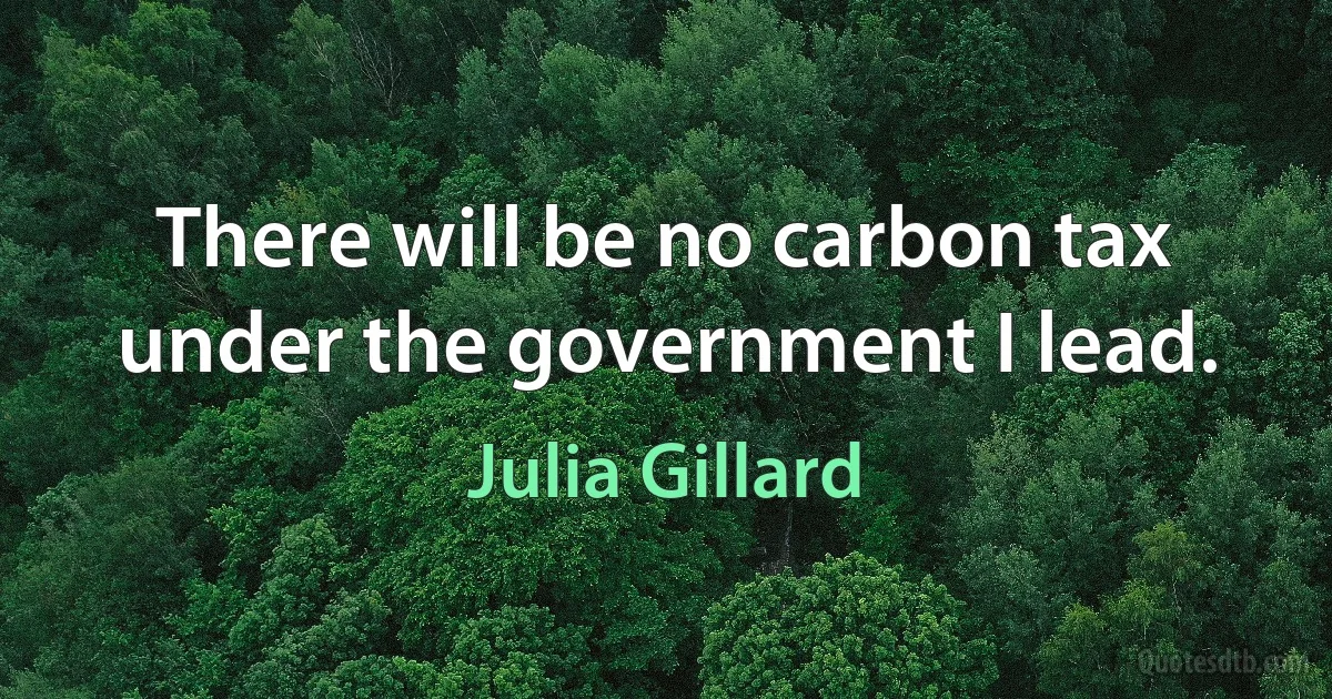 There will be no carbon tax under the government I lead. (Julia Gillard)