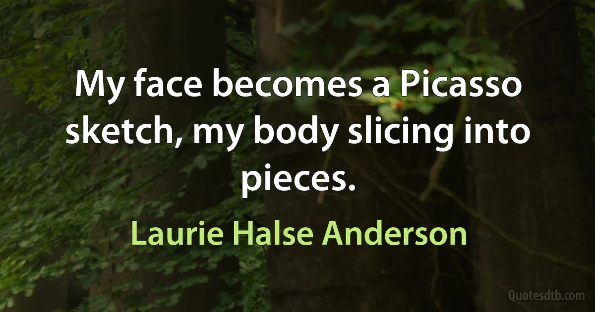 My face becomes a Picasso sketch, my body slicing into pieces. (Laurie Halse Anderson)