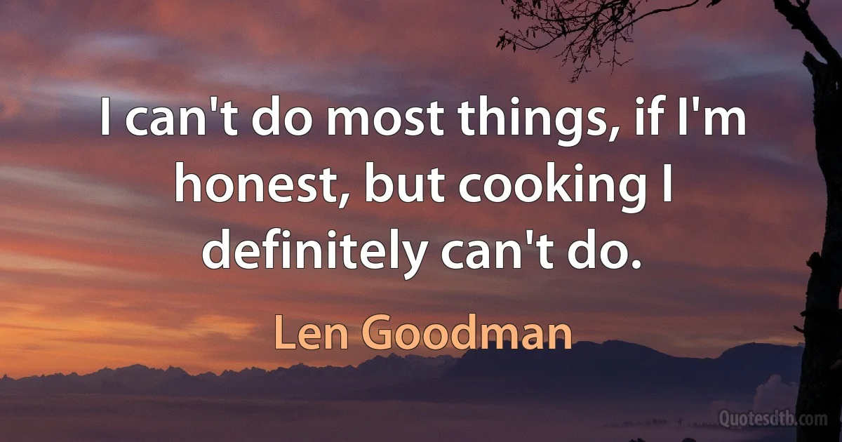 I can't do most things, if I'm honest, but cooking I definitely can't do. (Len Goodman)