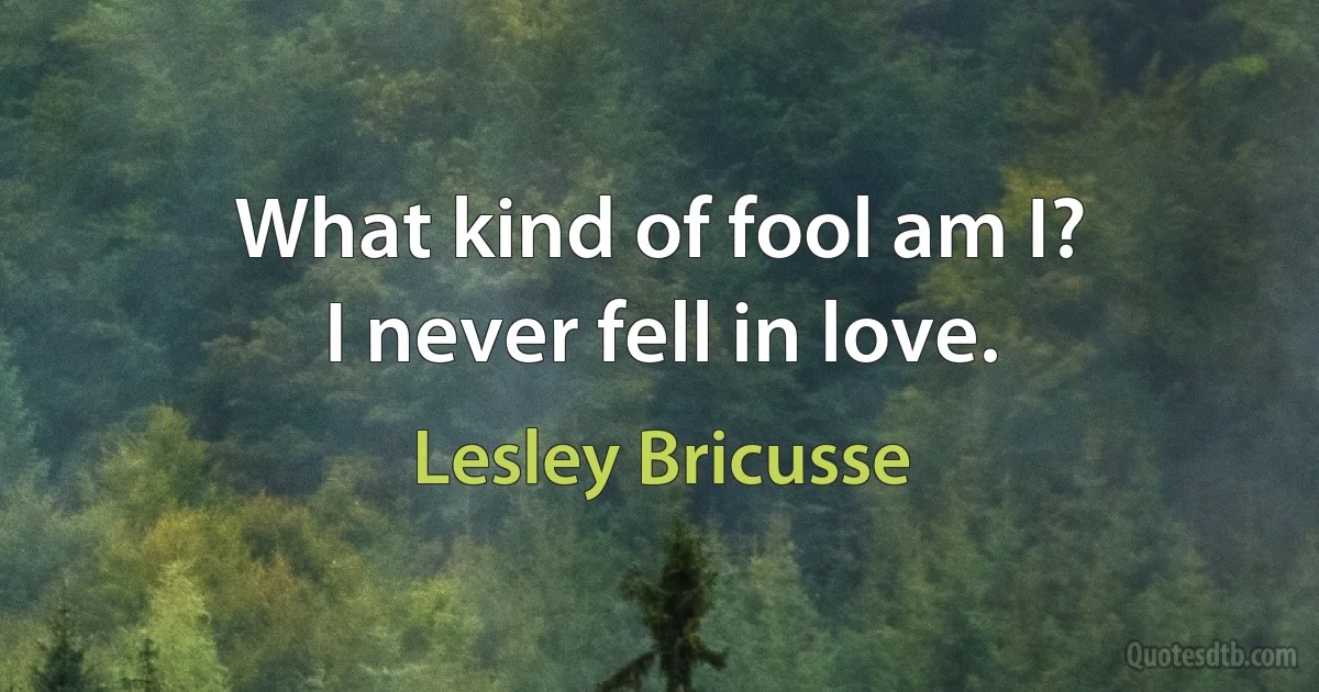 What kind of fool am I?
I never fell in love. (Lesley Bricusse)