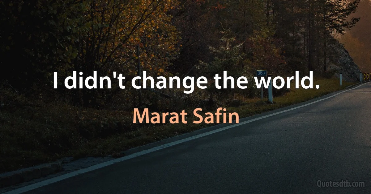 I didn't change the world. (Marat Safin)