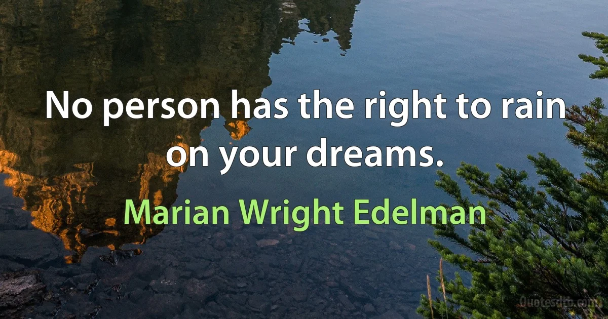 No person has the right to rain on your dreams. (Marian Wright Edelman)