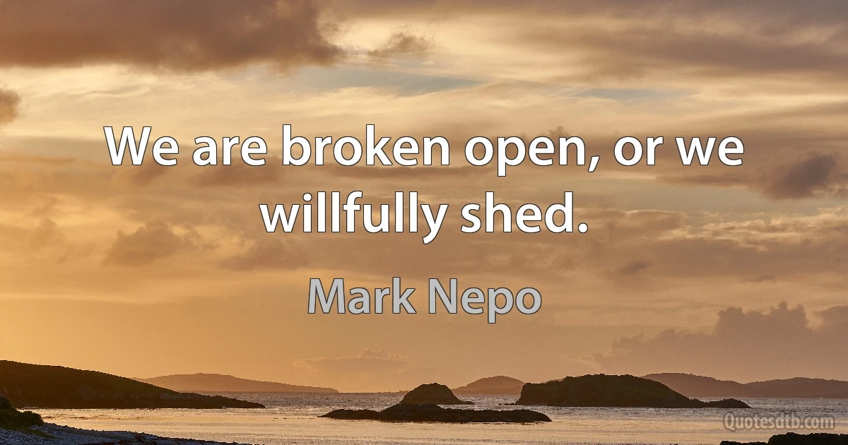 We are broken open, or we willfully shed. (Mark Nepo)