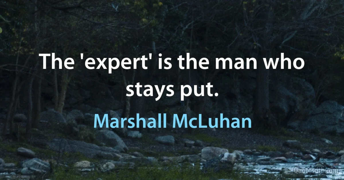 The 'expert' is the man who stays put. (Marshall McLuhan)