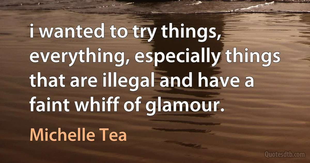 i wanted to try things, everything, especially things that are illegal and have a faint whiff of glamour. (Michelle Tea)