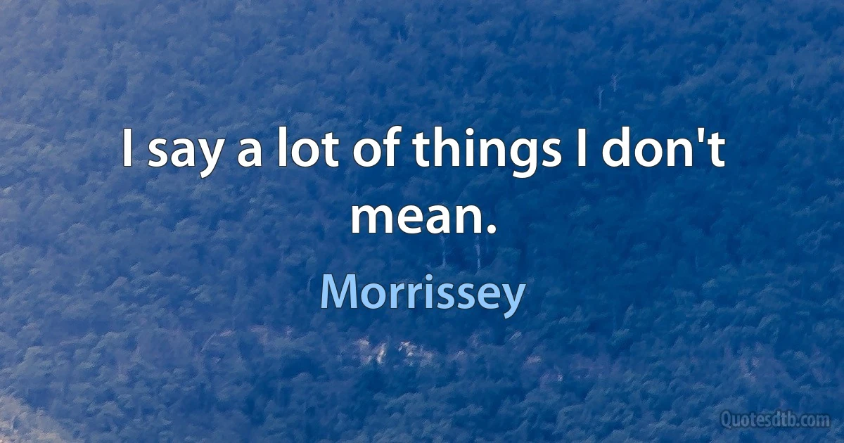 I say a lot of things I don't mean. (Morrissey)