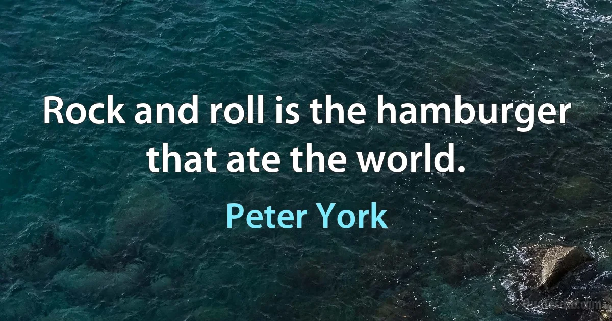 Rock and roll is the hamburger that ate the world. (Peter York)