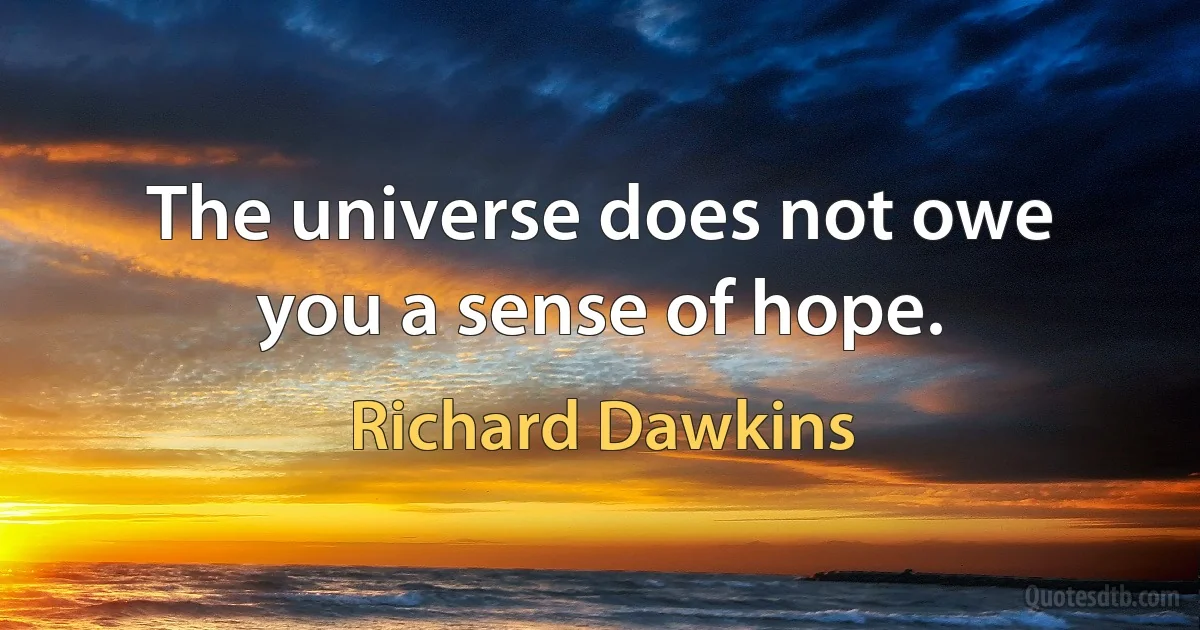 The universe does not owe you a sense of hope. (Richard Dawkins)