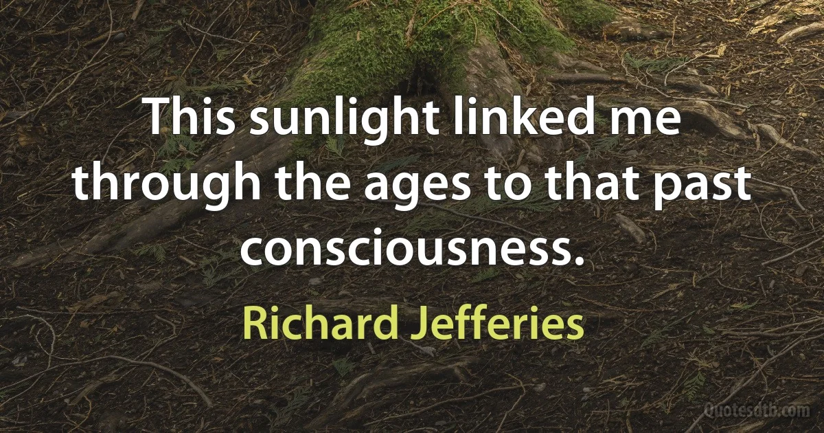 This sunlight linked me through the ages to that past consciousness. (Richard Jefferies)