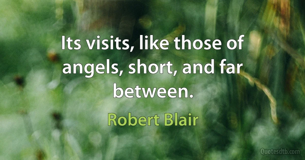 Its visits, like those of angels, short, and far between. (Robert Blair)