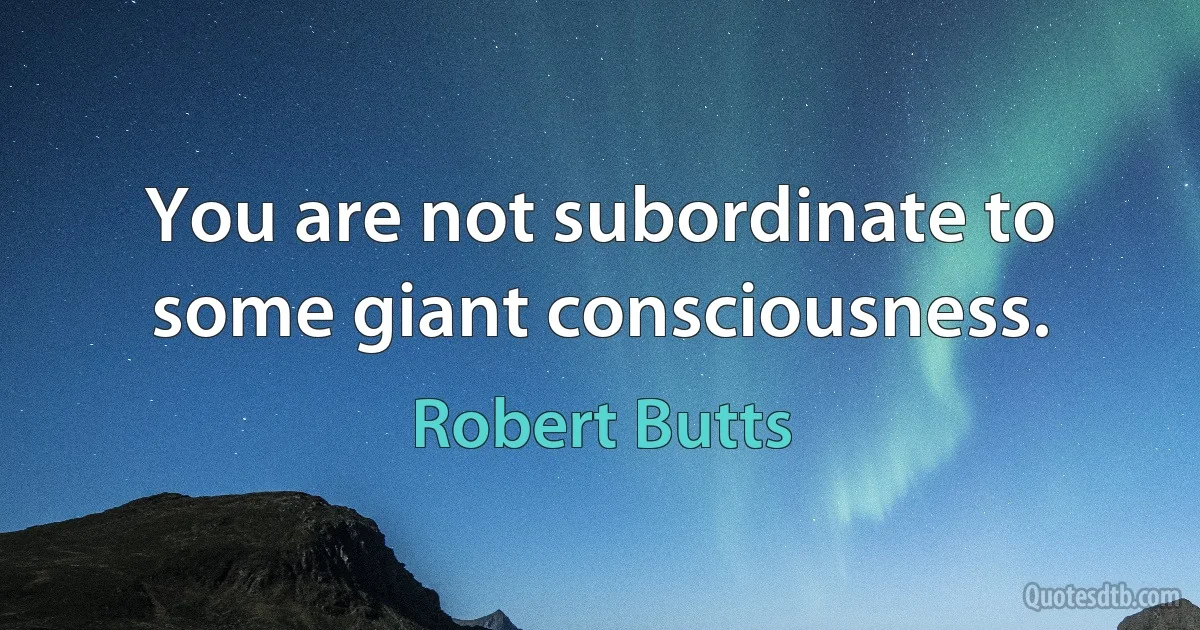 You are not subordinate to some giant consciousness. (Robert Butts)