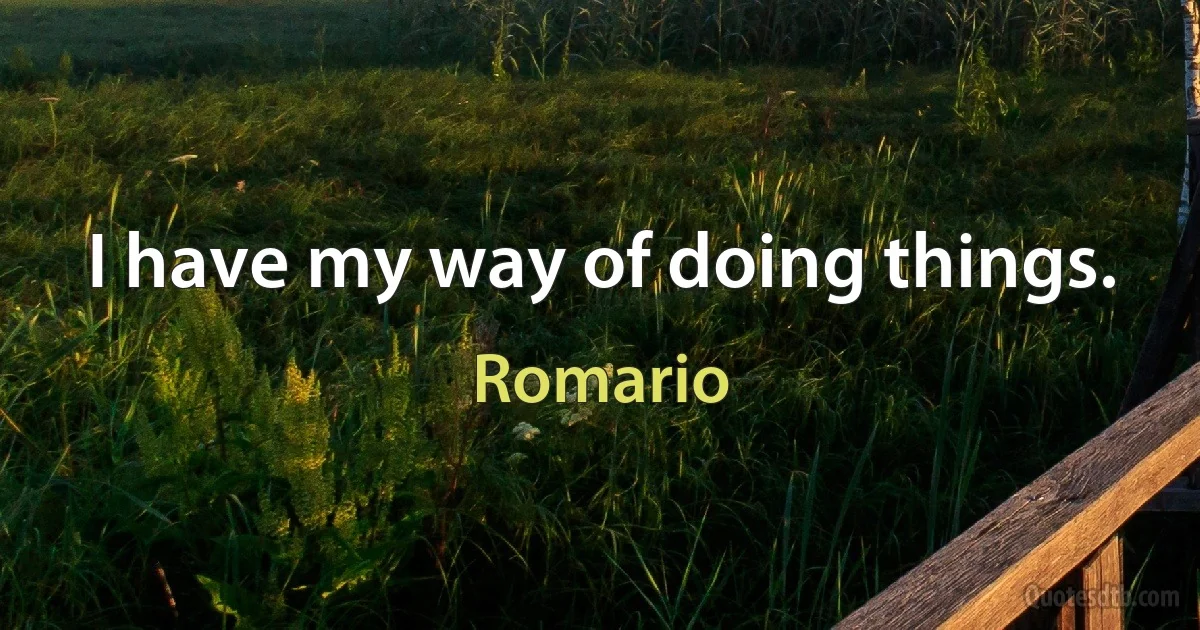 I have my way of doing things. (Romario)