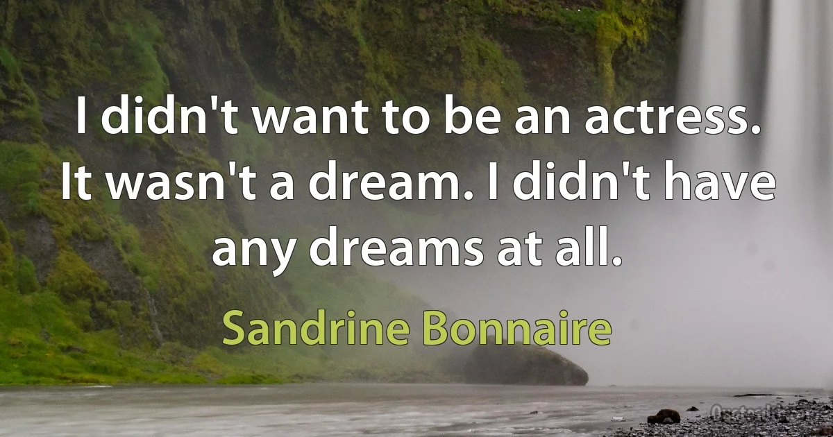 I didn't want to be an actress. It wasn't a dream. I didn't have any dreams at all. (Sandrine Bonnaire)