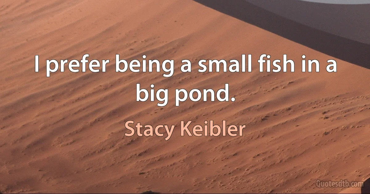 I prefer being a small fish in a big pond. (Stacy Keibler)