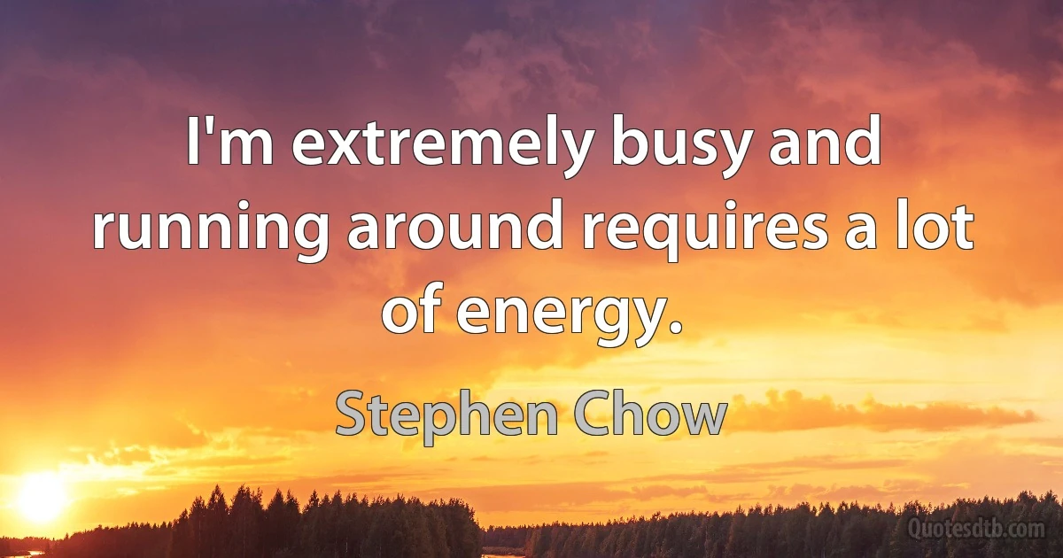 I'm extremely busy and running around requires a lot of energy. (Stephen Chow)