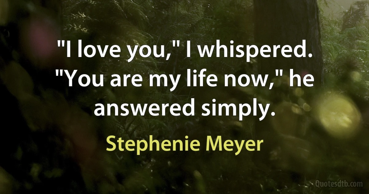 "I love you," I whispered.
"You are my life now," he answered simply. (Stephenie Meyer)