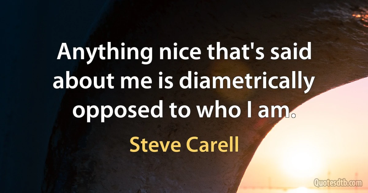 Anything nice that's said about me is diametrically opposed to who I am. (Steve Carell)