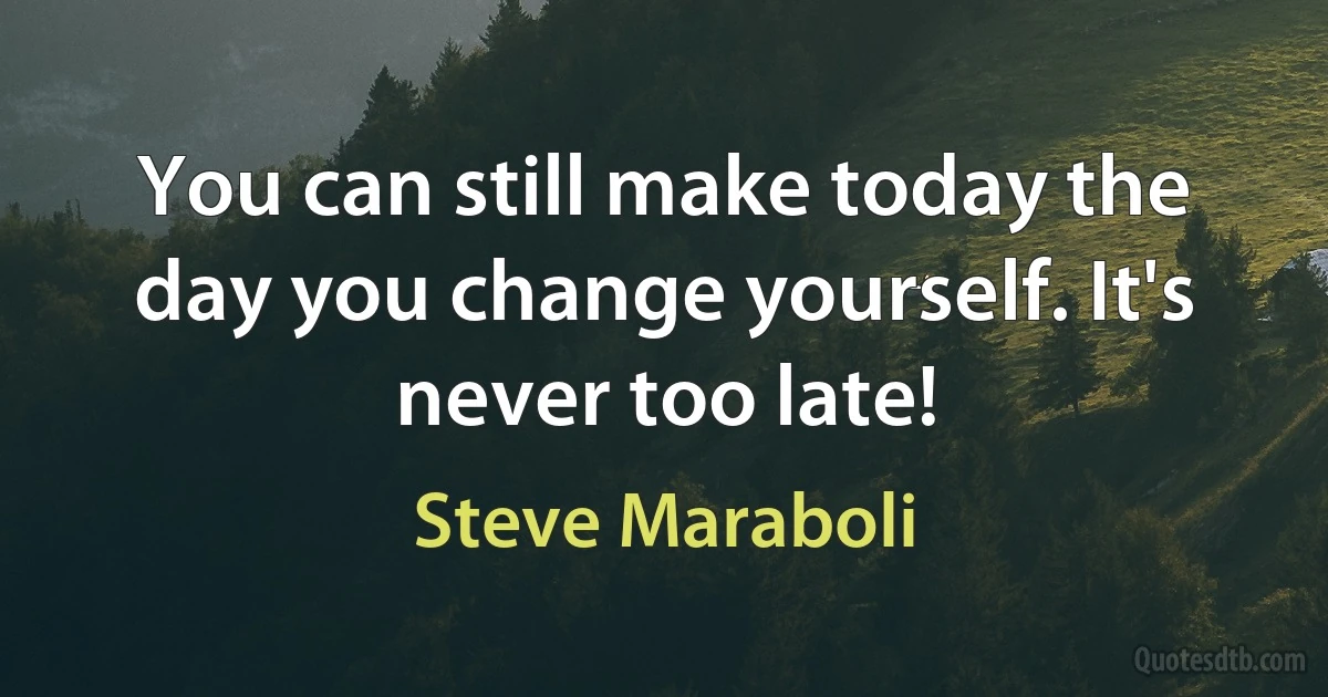 You can still make today the day you change yourself. It's never too late! (Steve Maraboli)