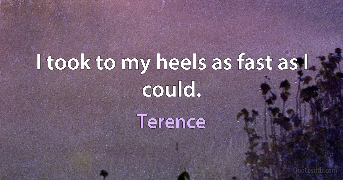 I took to my heels as fast as I could. (Terence)