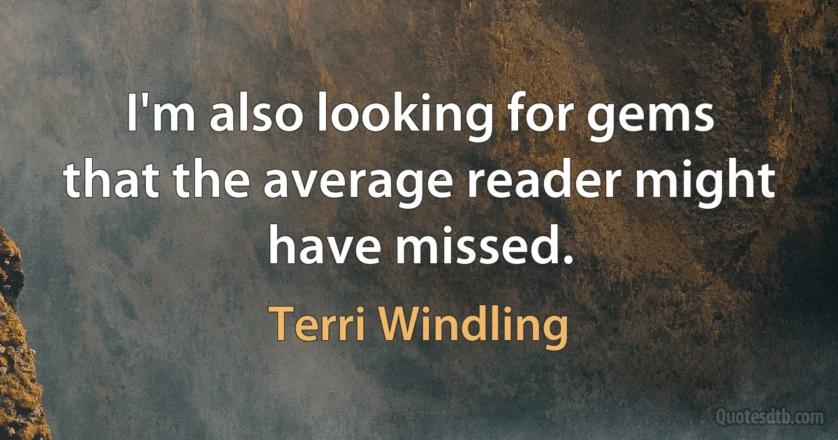 I'm also looking for gems that the average reader might have missed. (Terri Windling)