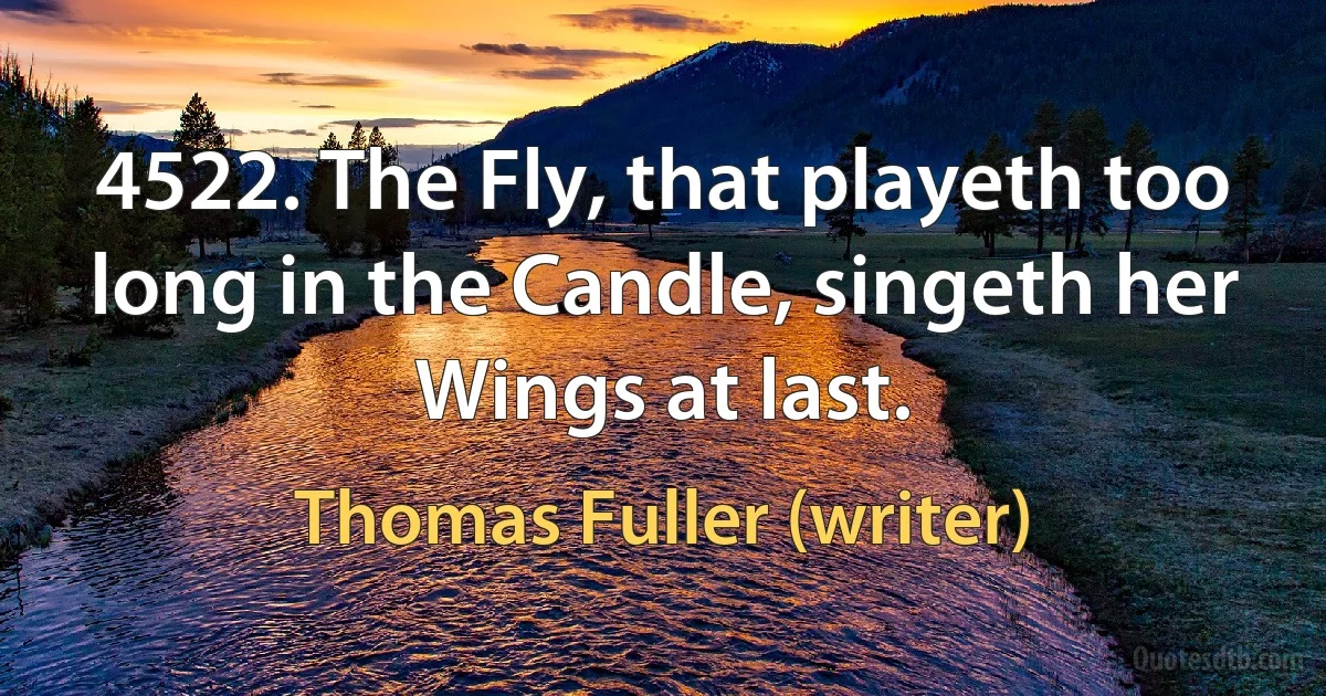 4522. The Fly, that playeth too long in the Candle, singeth her Wings at last. (Thomas Fuller (writer))