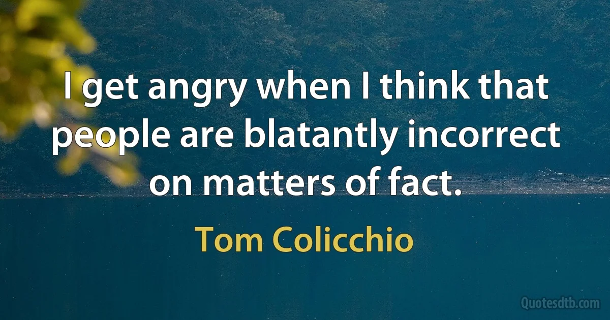 I get angry when I think that people are blatantly incorrect on matters of fact. (Tom Colicchio)