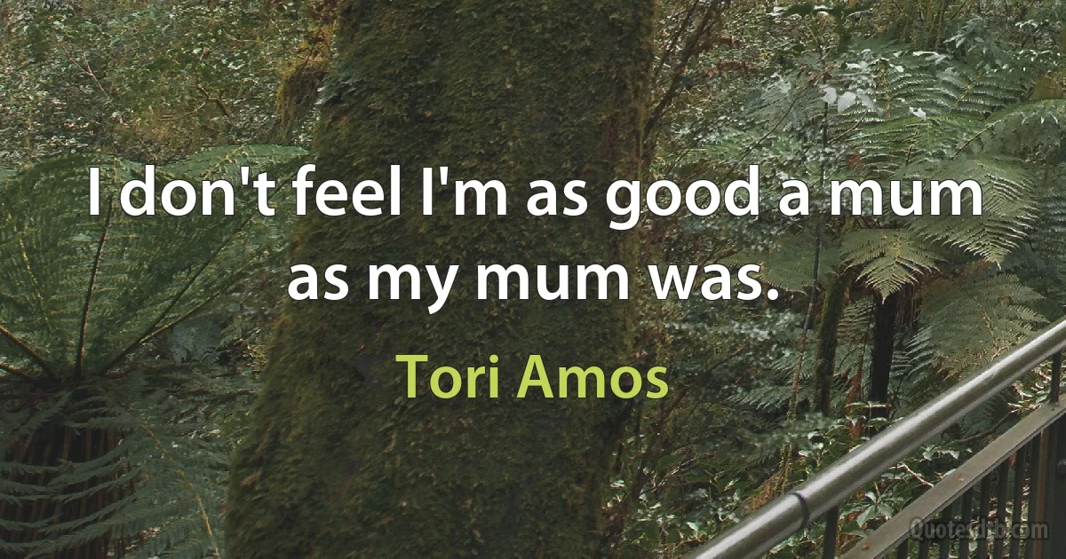 I don't feel I'm as good a mum as my mum was. (Tori Amos)