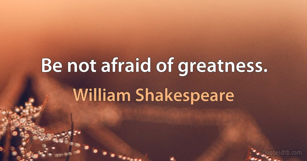 Be not afraid of greatness. (William Shakespeare)